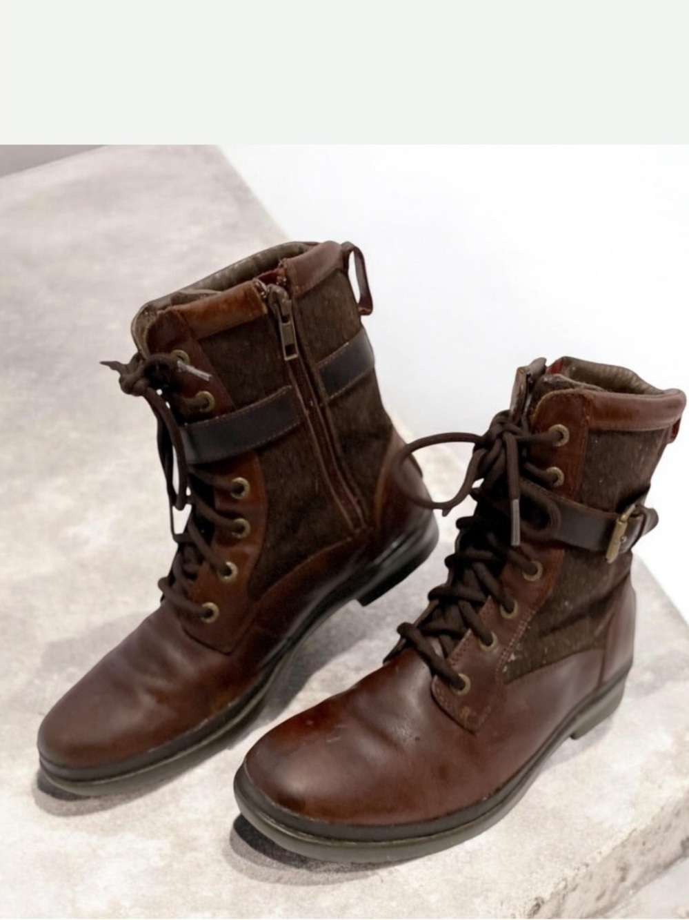 Ugg Wool Leather Kesey Brown Boots Size 8